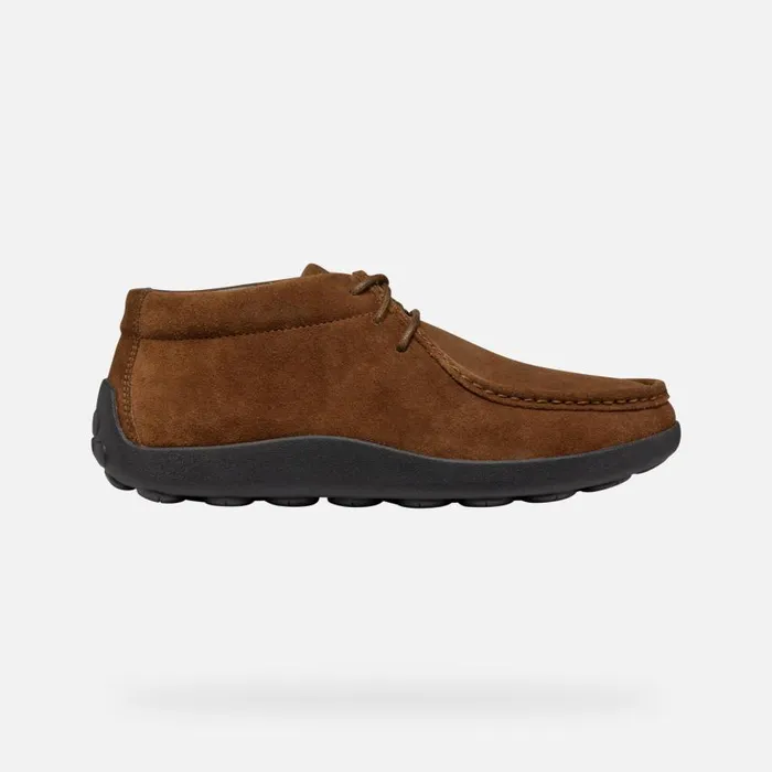 Man Geox Casual Shoes SPHERICA EC14 MAN Brown Cotto Suede Loafers Brown Cotto