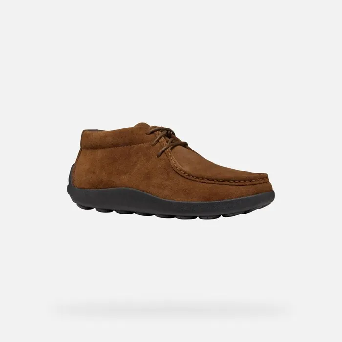 Man Geox Casual Shoes SPHERICA EC14 MAN Brown Cotto Suede Loafers Brown Cotto