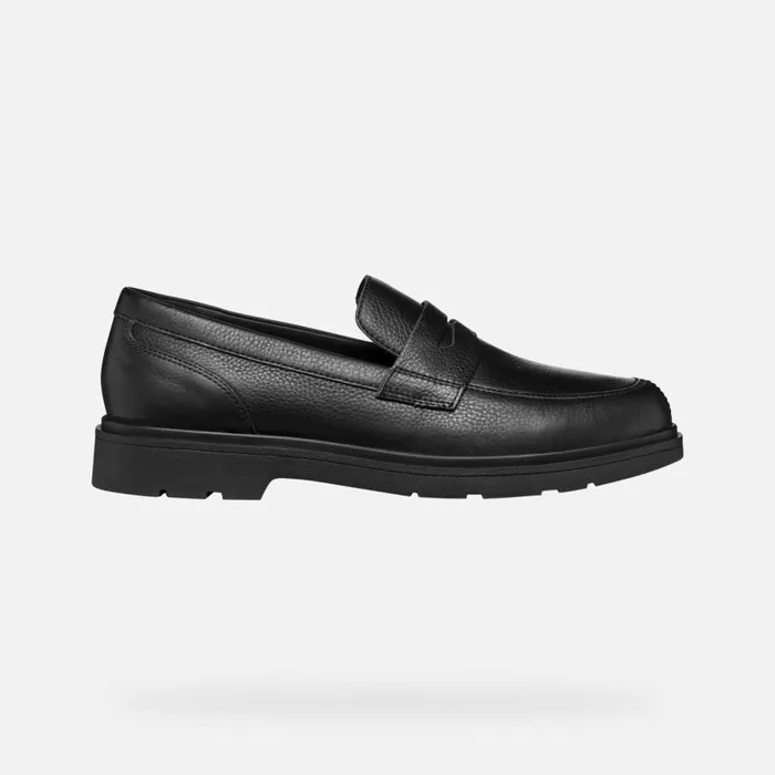 Man Geox Formal Shoes SPHERICA EC1 MAN Black Leather Loafers Black