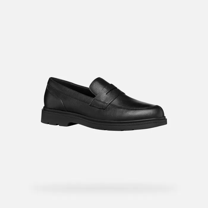 Man Geox Formal Shoes SPHERICA EC1 MAN Black Leather Loafers Black