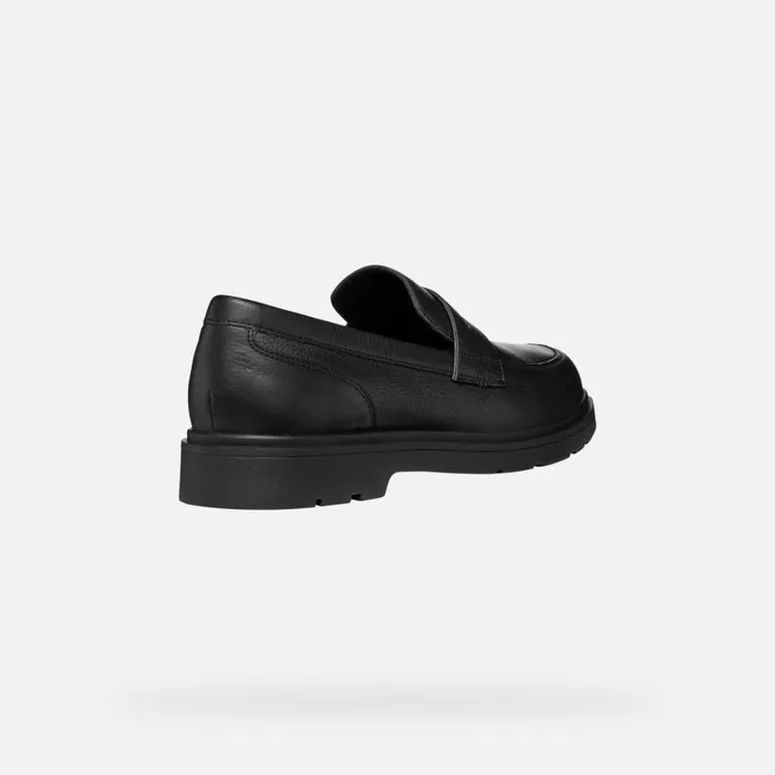 Man Geox Formal Shoes SPHERICA EC1 MAN Black Leather Loafers Black