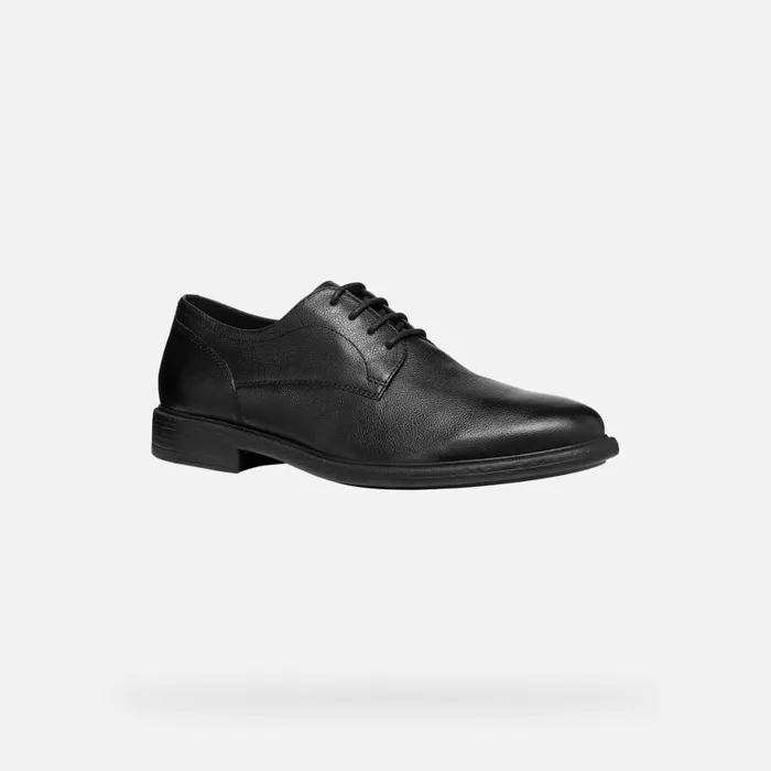 Man Geox Formal Shoes TERENCE MAN Black Leather Shoes Black