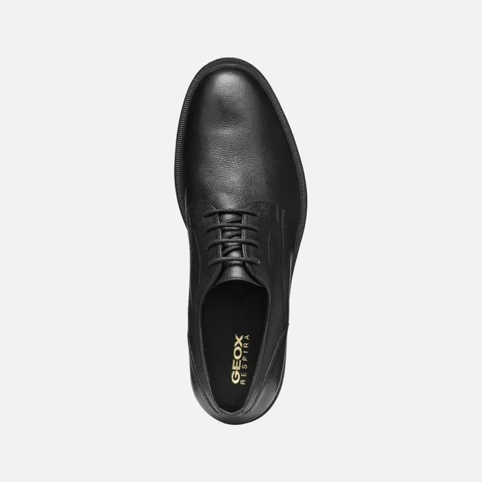 Man Geox Formal Shoes TERENCE MAN Black Leather Shoes Black