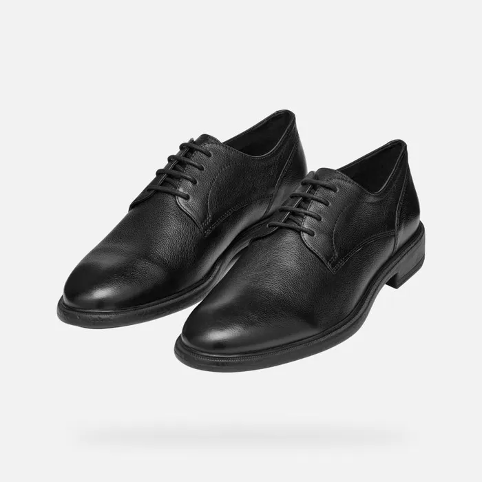 Man Geox Formal Shoes TERENCE MAN Black Leather Shoes Black