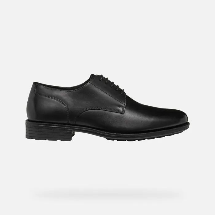 Man Geox Formal Shoes WALK PLEASURE F MAN Black Leather Shoes Black