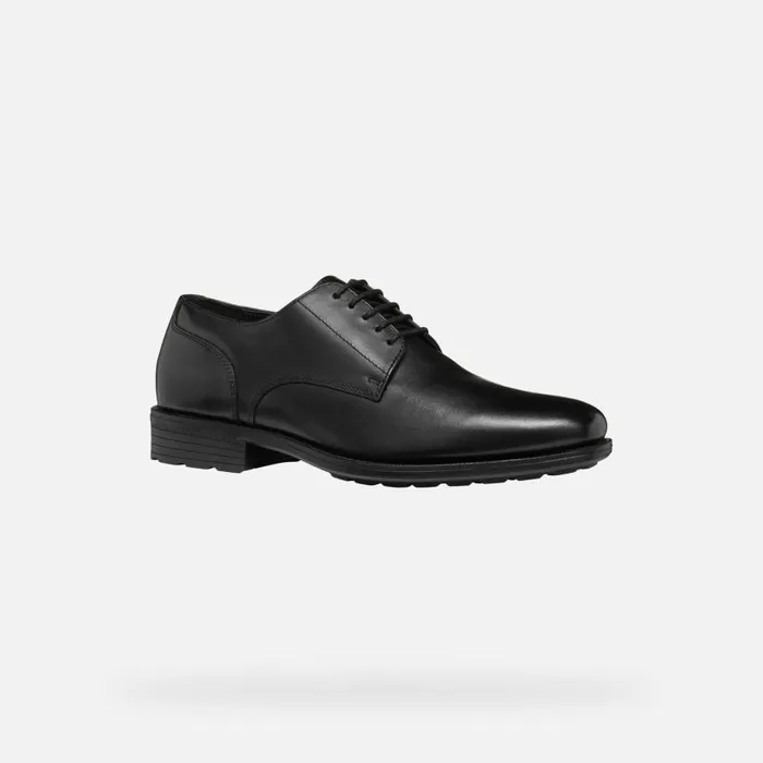 Man Geox Formal Shoes WALK PLEASURE F MAN Black Leather Shoes Black