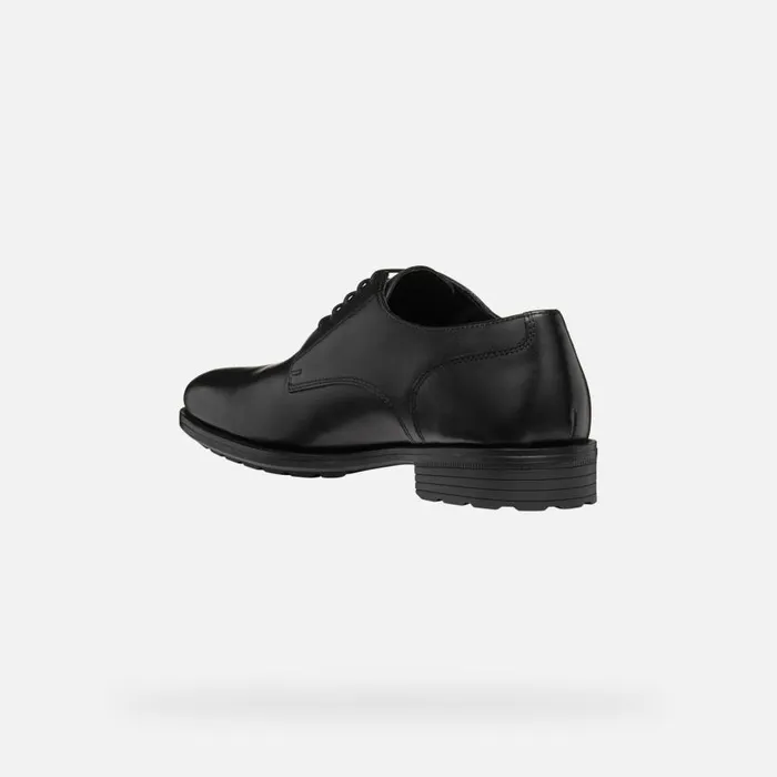 Man Geox Formal Shoes WALK PLEASURE F MAN Black Leather Shoes Black