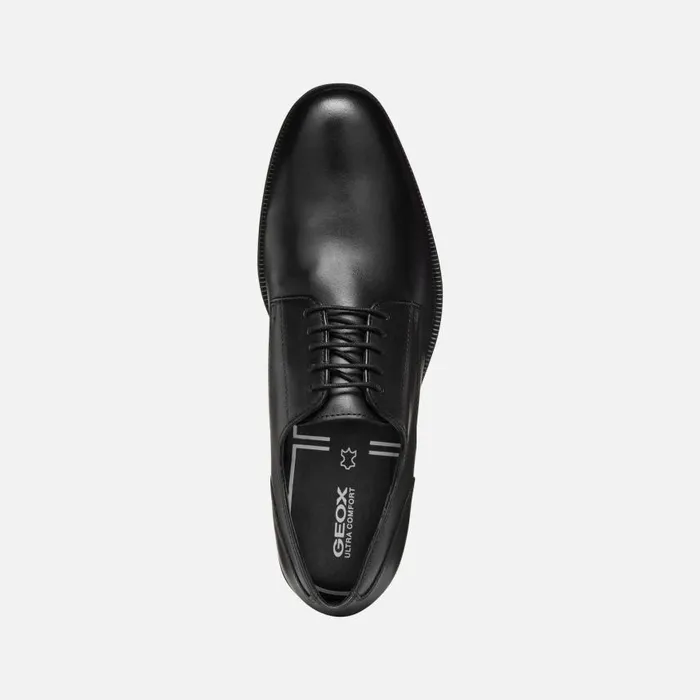 Man Geox Formal Shoes WALK PLEASURE F MAN Black Leather Shoes Black