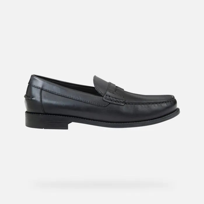 Man Geox Loafers NEW DAMON Men039s Black Leather Loafers Geox Black