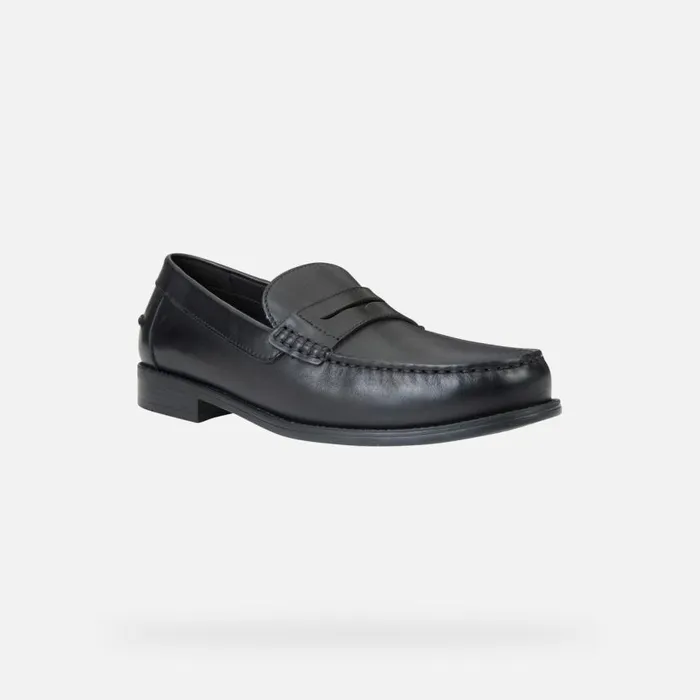Man Geox Loafers NEW DAMON Men039s Black Leather Loafers Geox Black
