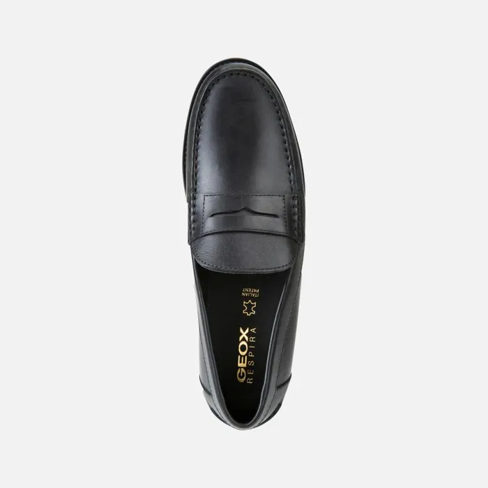 Man Geox Loafers NEW DAMON Men039s Black Leather Loafers Geox Black