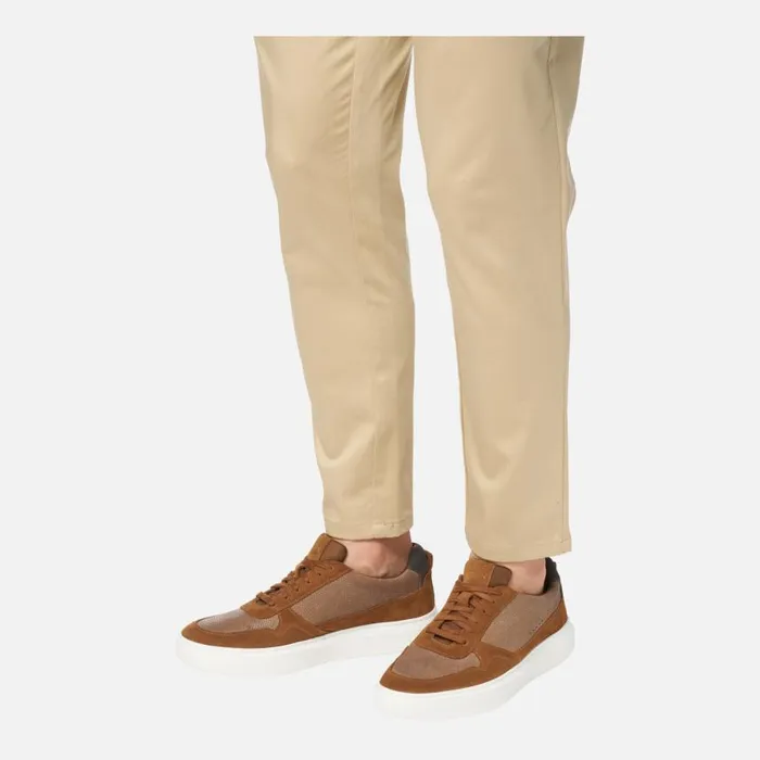 Man Geox Sneakers DEIVEN MAN Brown Cotto Low Top Sneakers Brown Cotto