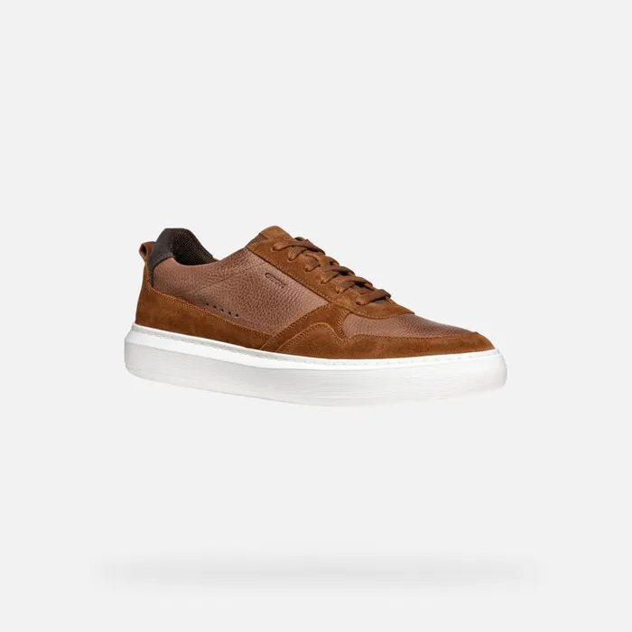 Man Geox Sneakers DEIVEN MAN Brown Cotto Low Top Sneakers Brown Cotto