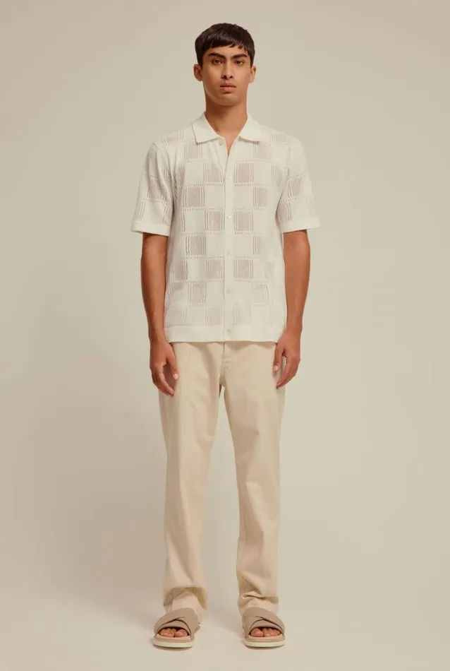 Man Venroy Knitwear Short Sleeve Check Knitted Shirt