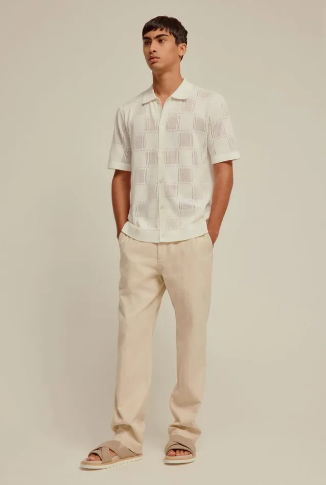 Man Venroy Knitwear Short Sleeve Check Knitted Shirt