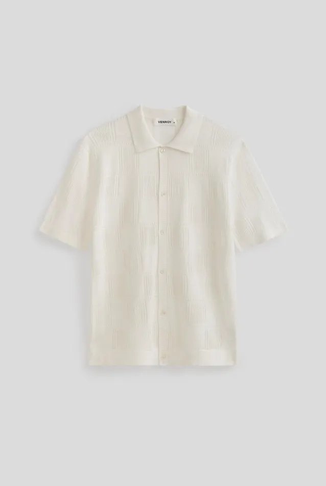 Man Venroy Knitwear Short Sleeve Check Knitted Shirt