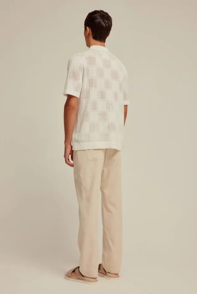Man Venroy Knitwear Short Sleeve Check Knitted Shirt