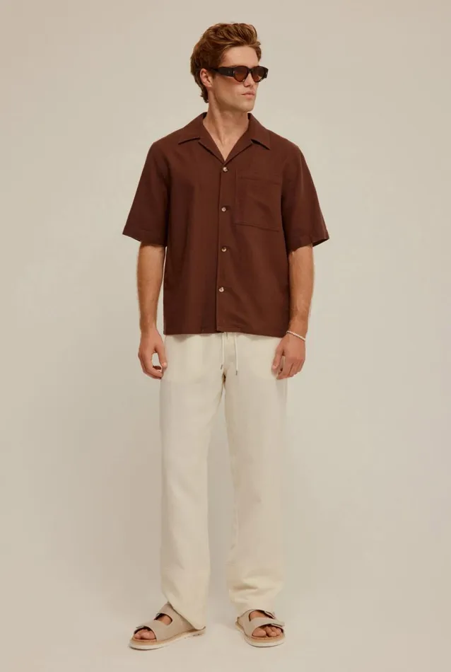 Man Venroy Shirts Embroidered Boxy Cotton Shirt