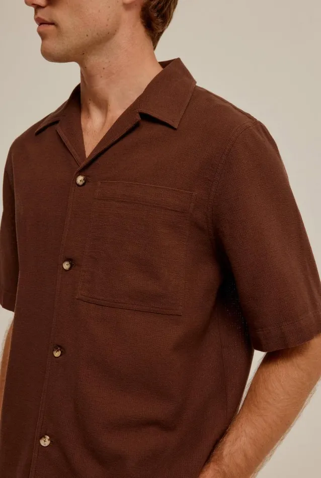 Man Venroy Shirts Embroidered Boxy Cotton Shirt