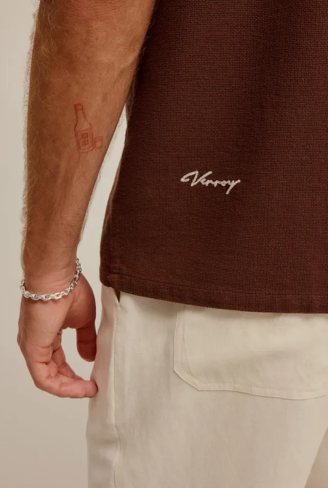 Man Venroy Shirts Embroidered Boxy Cotton Shirt