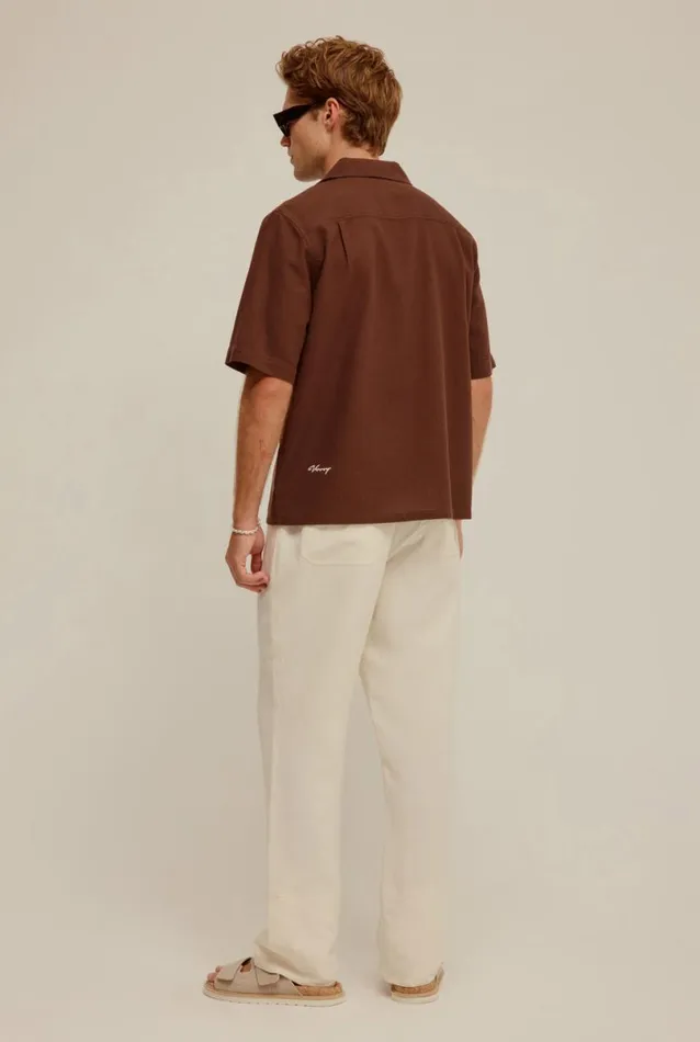 Man Venroy Shirts Embroidered Boxy Cotton Shirt