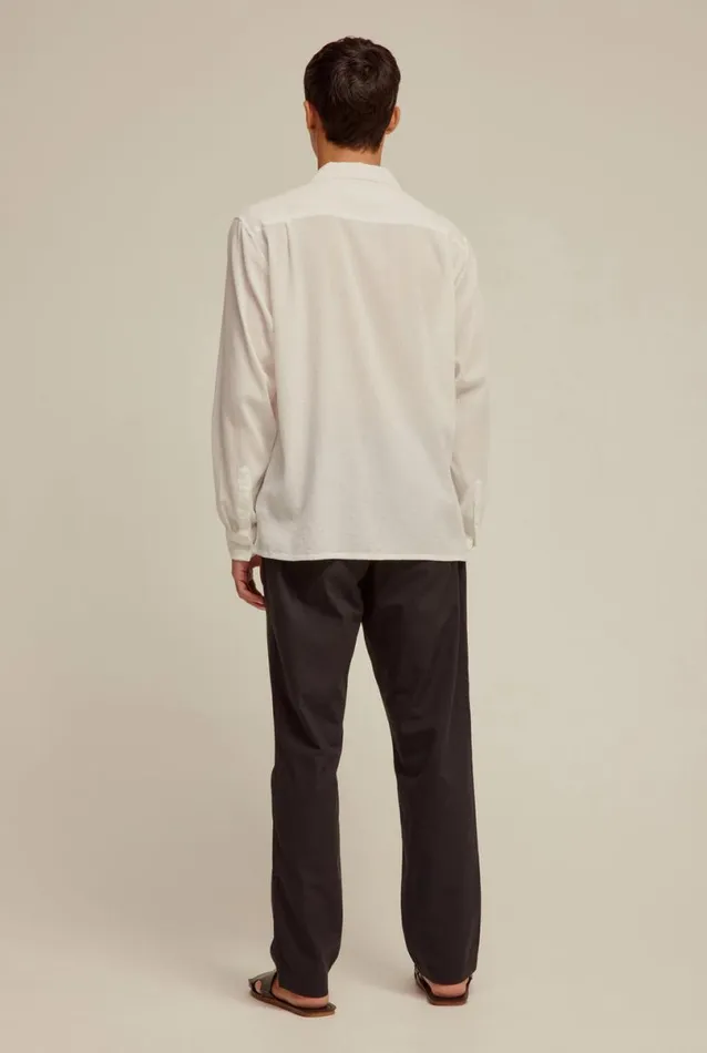 Man Venroy Shirts Long Sleeve Printed Seersucker Camp Collar Shirt