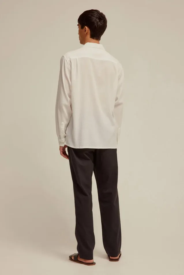 Man Venroy Shirts Long Sleeve Printed Seersucker Camp Collar Shirt