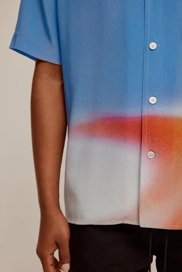 Man Venroy Shirts Short Sleeve Silk Camp Collar Shirt