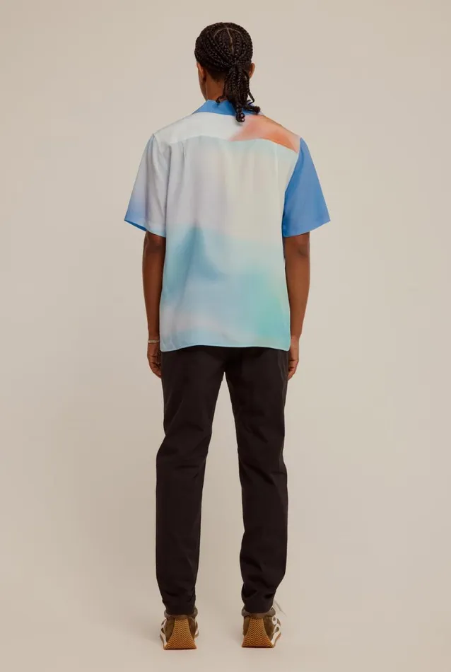 Man Venroy Shirts Short Sleeve Silk Camp Collar Shirt