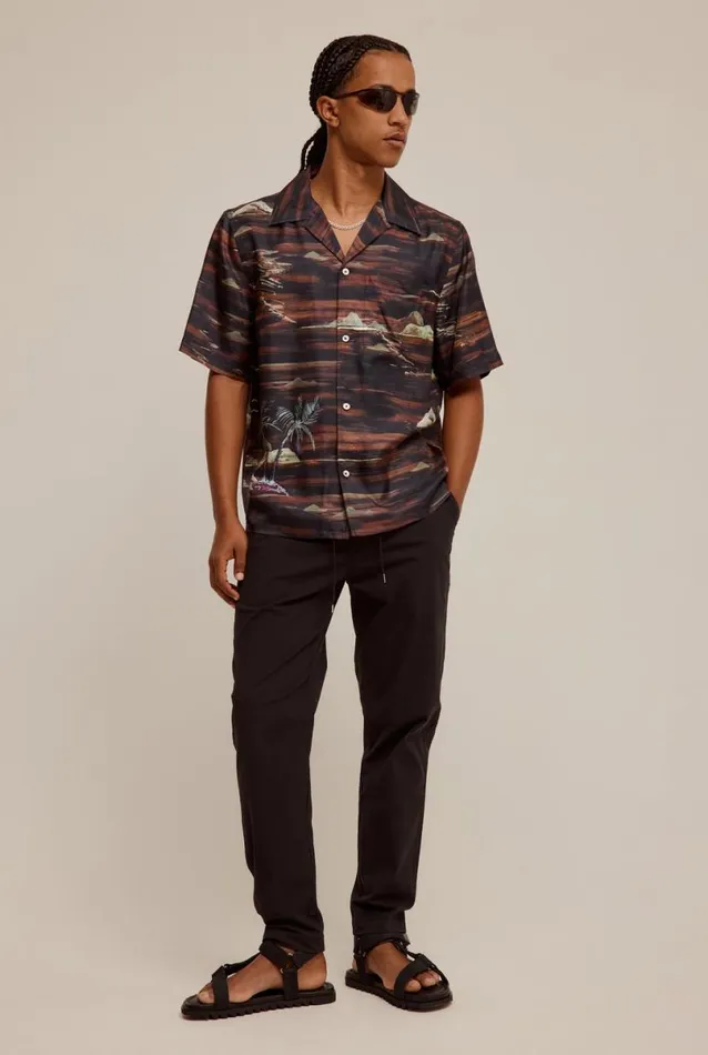 Man Venroy Shirts Silk Boxy Camp Collar Shirt