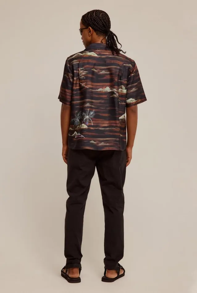 Man Venroy Shirts Silk Boxy Camp Collar Shirt