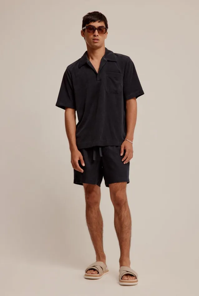 Man Venroy Shirts Terry Towel Pop Over