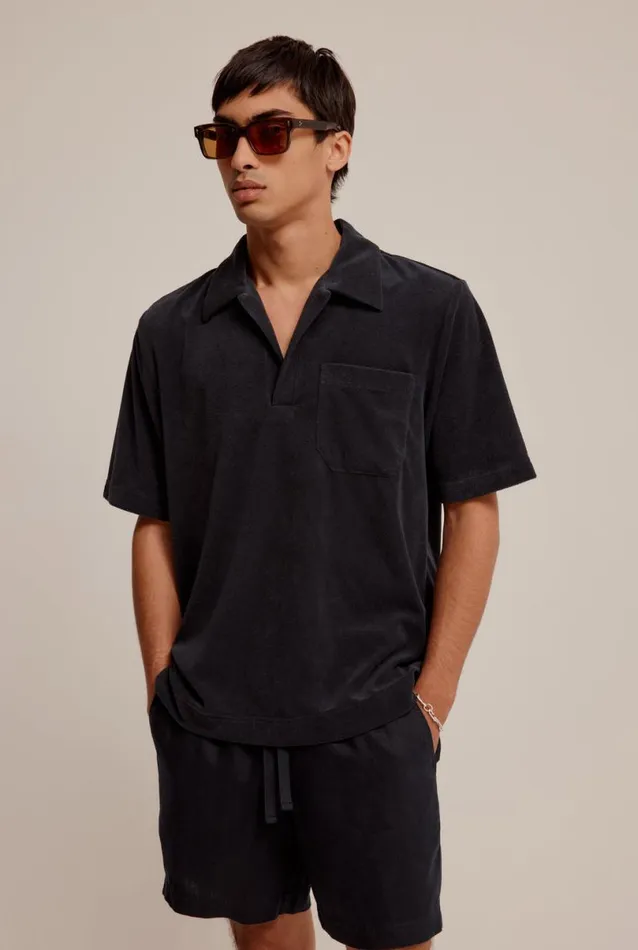 Man Venroy Shirts Terry Towel Pop Over