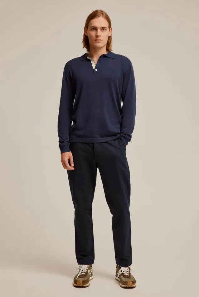 Man Venroy Sweaters Long Sleeve Knitted Cotton Polo