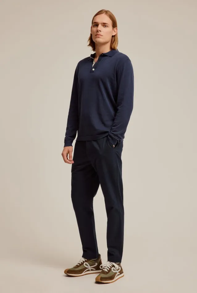 Man Venroy Sweaters Long Sleeve Knitted Cotton Polo