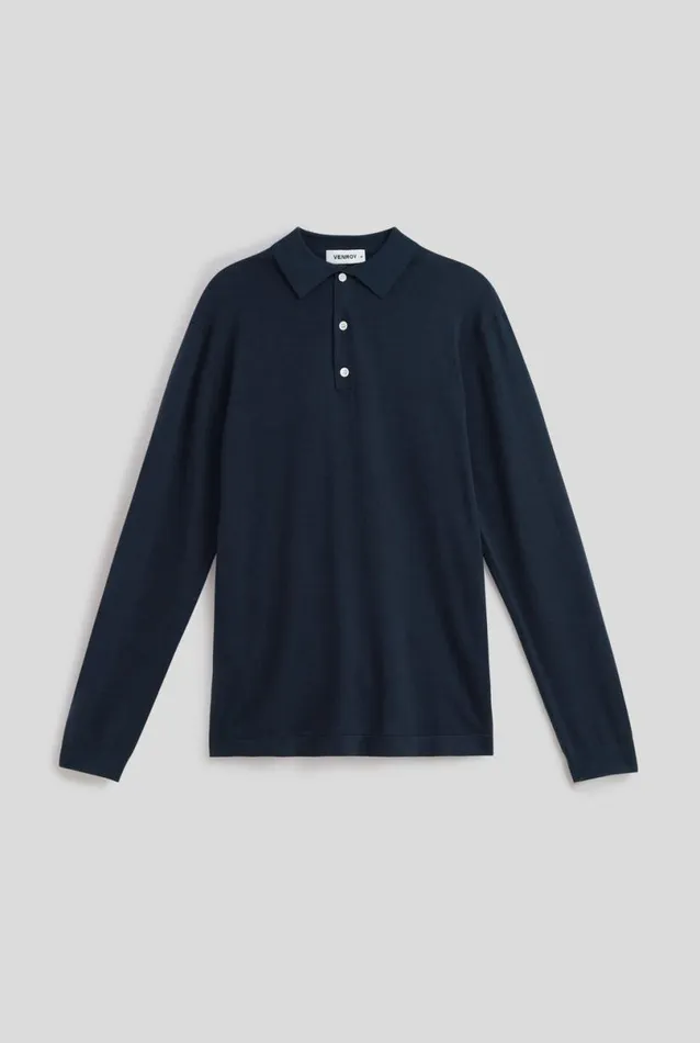 Man Venroy Sweaters Long Sleeve Knitted Cotton Polo