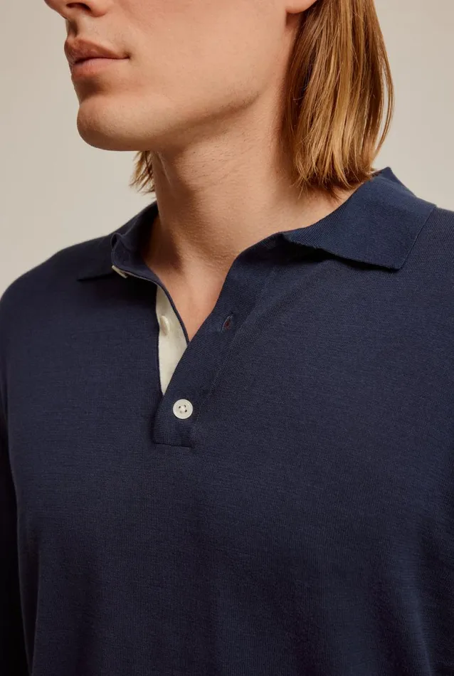Man Venroy Sweaters Long Sleeve Knitted Cotton Polo