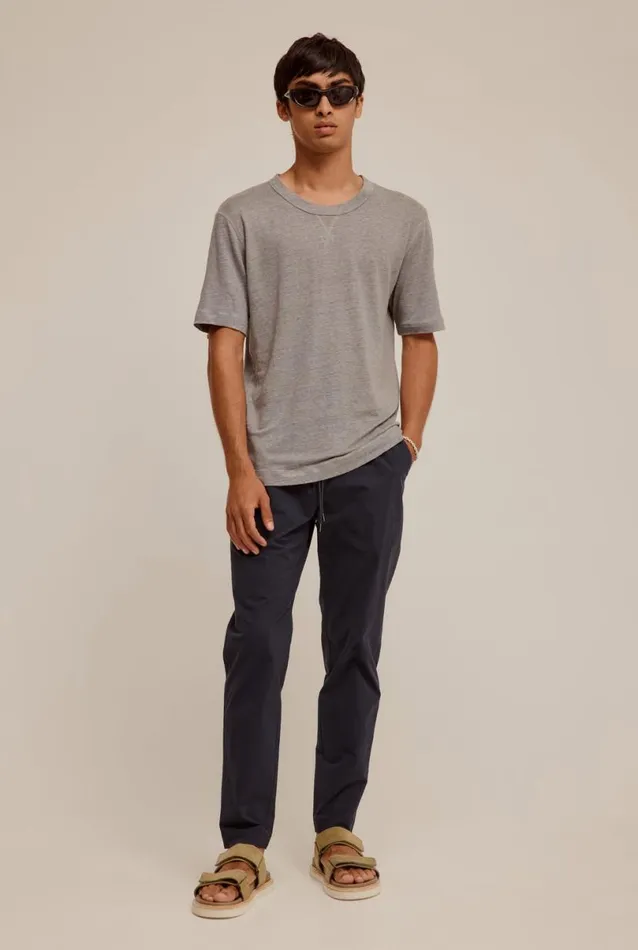 Man Venroy TShirts Coverstitch Linen TShirt