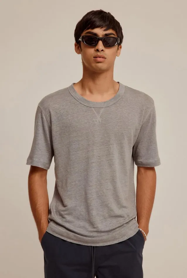Man Venroy TShirts Coverstitch Linen TShirt