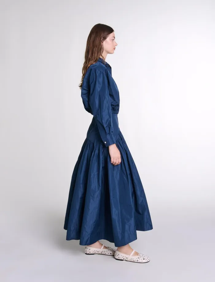 Matching Sets Women Maje Full Long Skirt Navy