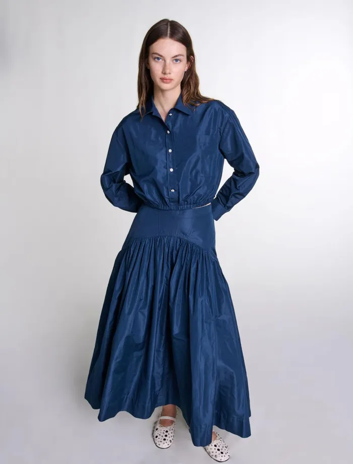 Matching Sets Women Maje Full Long Skirt Navy