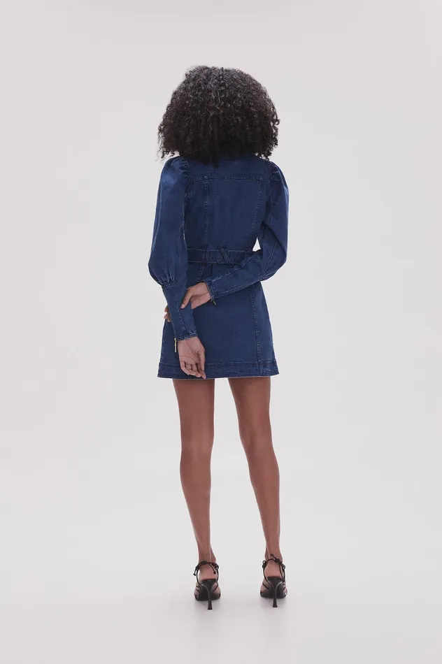 May Denim Long Sleeve Dress Dark Indigo Women Aje Denim