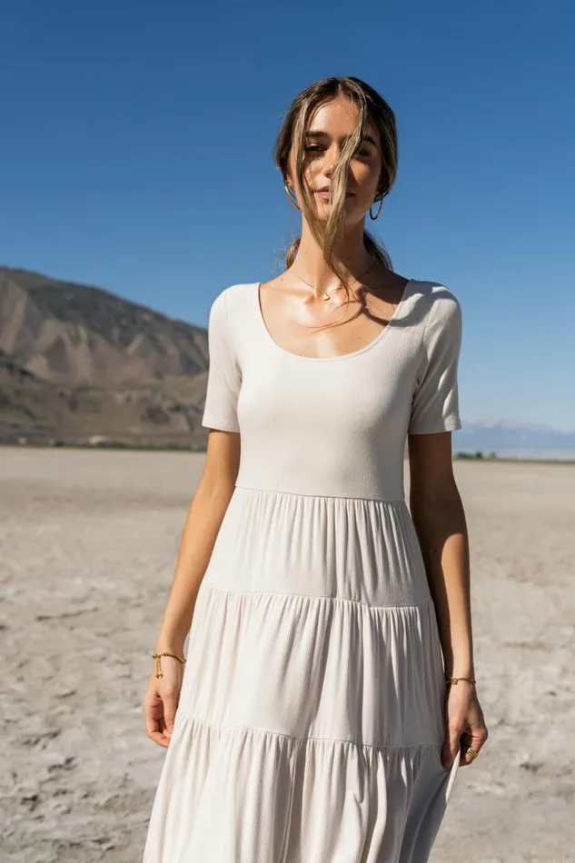 McKayla Tiered Dress In Natural Natural Women Bohme Dresses