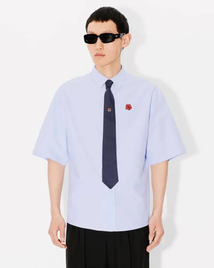 Men 039Boke Flower039 Embroidered Casual Shirt Sky Blue Kenzo Tailoring