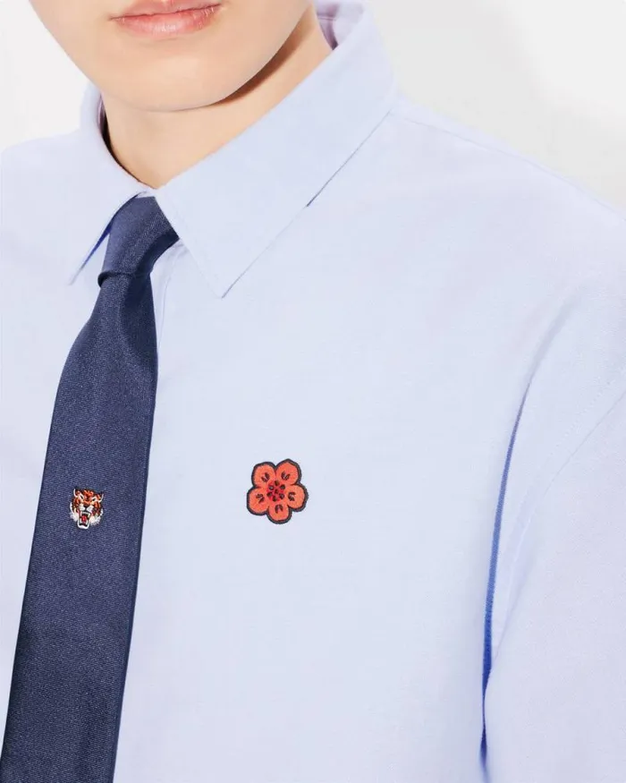 Men 039Boke Flower039 Embroidered Casual Shirt Sky Blue Kenzo Tailoring