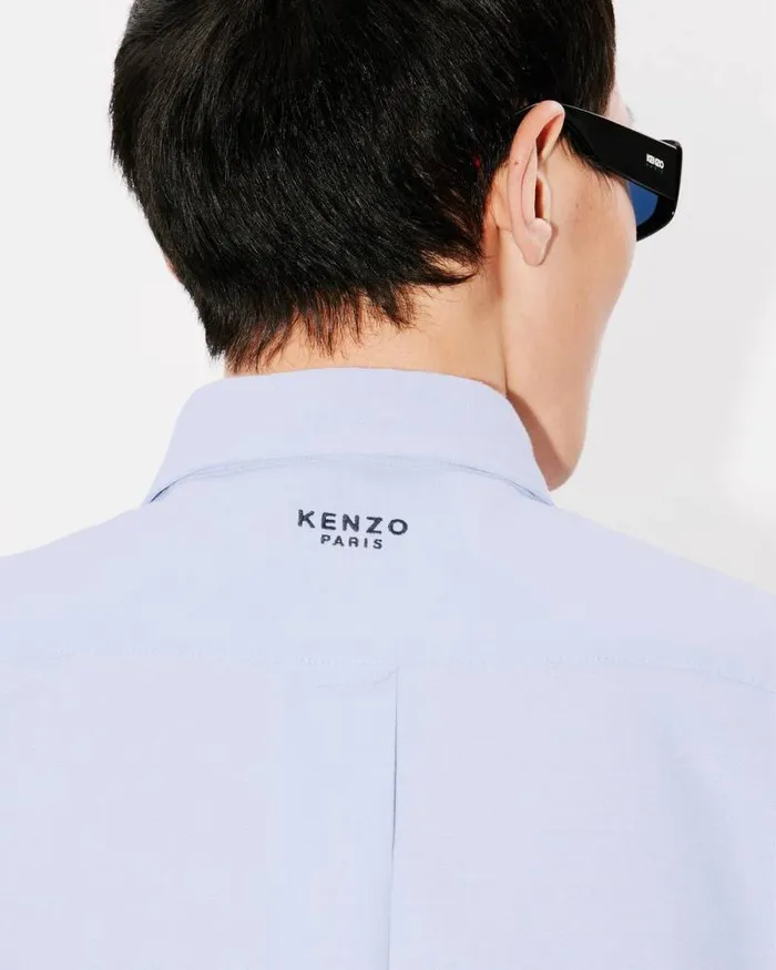 Men 039Boke Flower039 Embroidered Casual Shirt Sky Blue Kenzo Tailoring