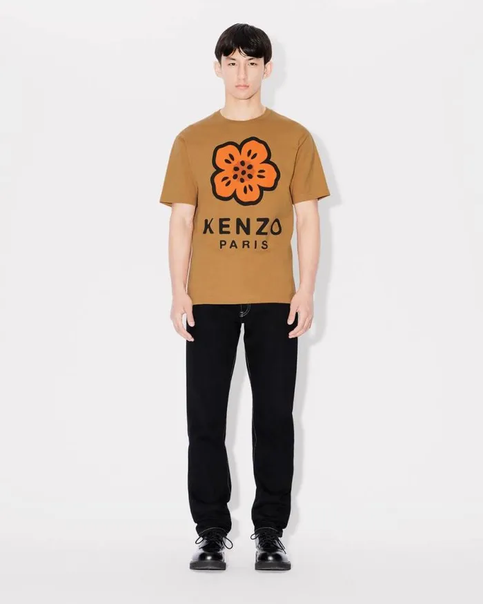 Men 039Boke Flower039 Tshirt In Cotton Dark Camel Kenzo Tshirts And Polos
