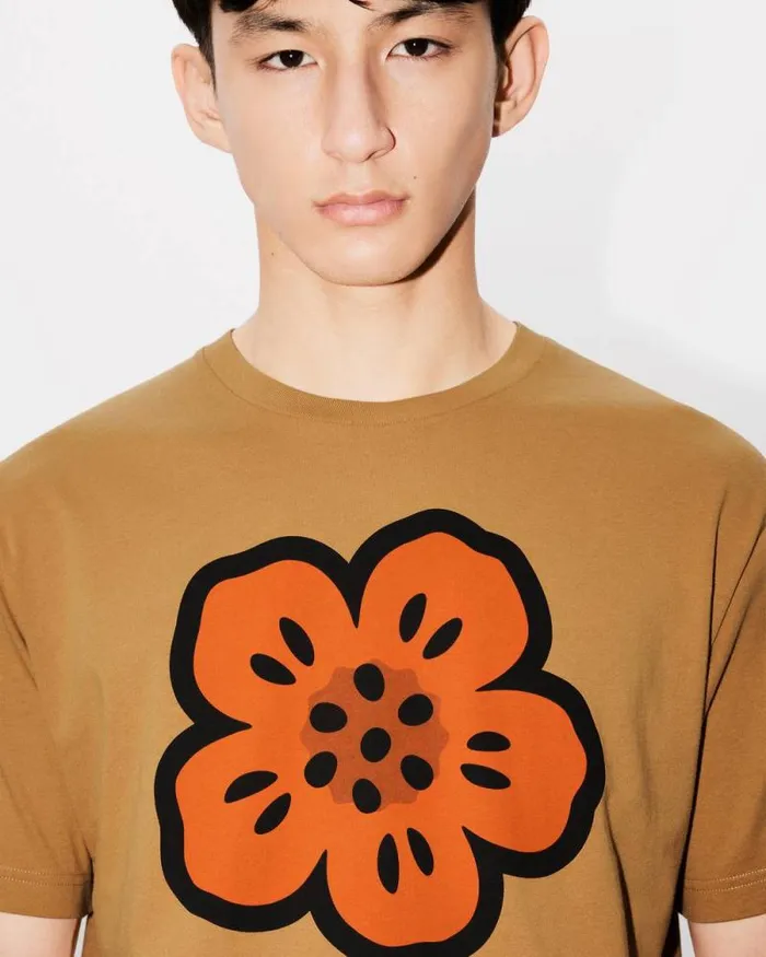 Men 039Boke Flower039 Tshirt In Cotton Dark Camel Kenzo Tshirts And Polos