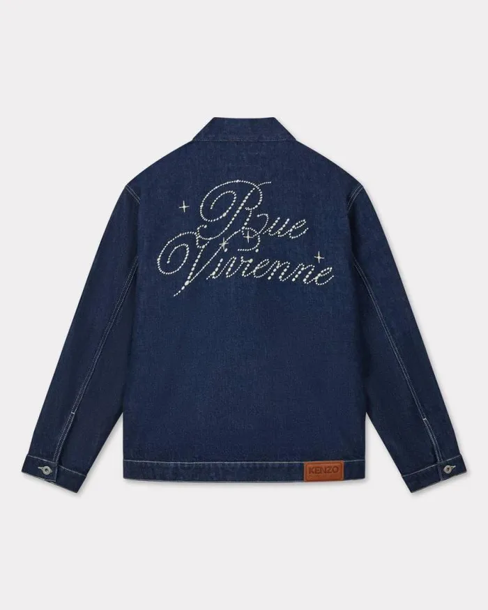 Men 039KENZO Constellation039 Embroidered Kimono In Japanese Denim Rinse Blue Denim Kenzo Jackets And Coats