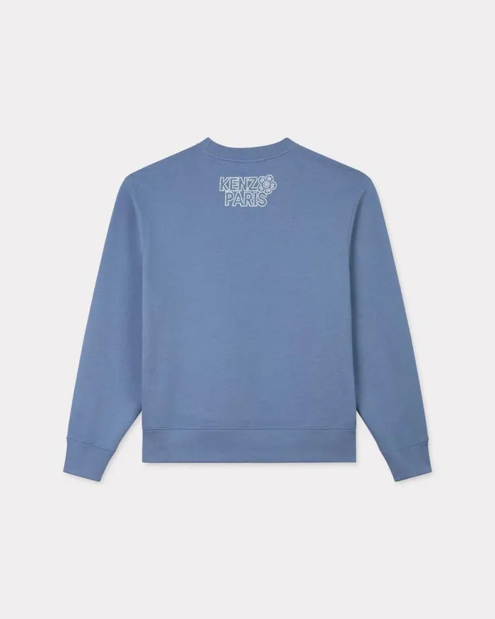 Men 039KENZO Constellation039 Embroidered Sweatshirt In Cotton Blue Kenzo Sweatshirts And Hoodies